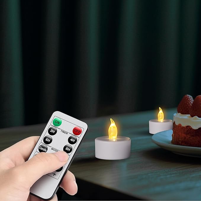 LED Tea Light Flameless Candles with Remote Control Flickering Tealight Long Lasting, Battery Operated with Timer for Halloween Home Decoration Seasonal &Festival Celebration WarmYellow (12pcs)