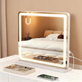 Vanity Mirror with Lights, LED Makeup Mirror with 3-Color Dimmable Lighting, Smart Touch Control, Memory Function, Tabletop Lighted Mirror for Bedroom, Dressing Room