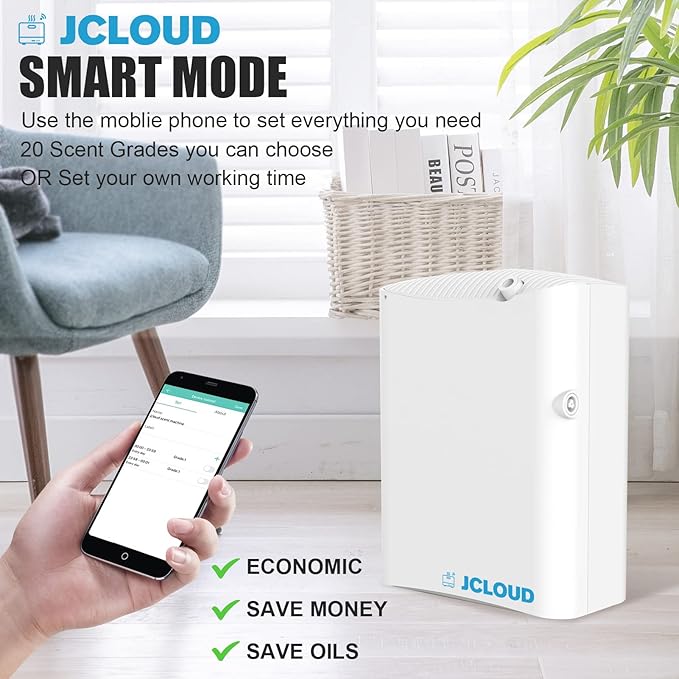 JCLOUD Smart Scent Air Machine Pro for Home, HVAC Scent Diffuser for Essential Oils 500ML with Cold Air Technology, Waterless Aromatherapy Diffuser Cover Up to 4500 Sq.Ft, White