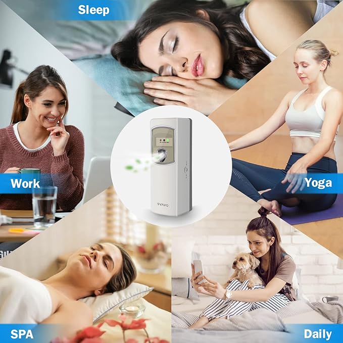 SVAVO Automatic Air Freshener Dispenser - Wall Mounted/Free Standing Auto Aerosol Spray Dispenser Programmable Fragrance Dispenser for Indoor-Bedroom, Hotel, Office, Commercial Place, Grey