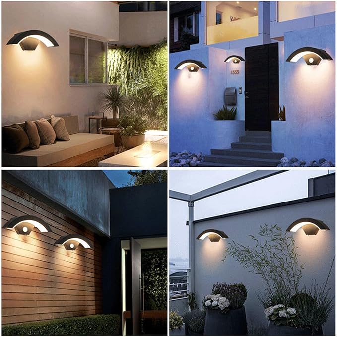 Outdoor Motion Sensor Light | 12W Walkway Wall Arch Sensor Lamp | Backyard Motion Lights | for Porch Garage Patio Garden Walkway Driveway Workshop