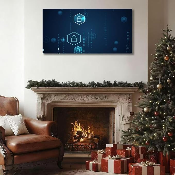 Wibinuki Wall Art Wall Decor Wall Paintings Cyber security Shield Keyhole on da for Living Room Bedroom Bathroom Home Decor Can Be Hung Directly 20"x 40"