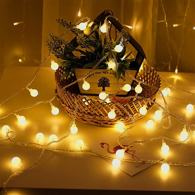 USB & Battery Operated Globe String Lights, 19.6 ft 40 LED Lighted Fairy Aesthetic Frosted Ball Bubble Light for Apartment Balcony Bedroom Dorm Classroom Indoor Outdoor Decir, Warm White