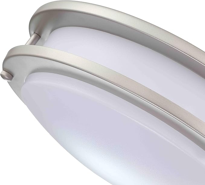 11 Inch LED Ceiling Light Fixture, 2700K/3000K/3500K/4000K/5000K Adjustable, Dimmable Flush Mount Modern Lighting for Bedroom Living & Laundry Room Kitchen Hallway Bathroom, Brushed Nickel, 2 Pack