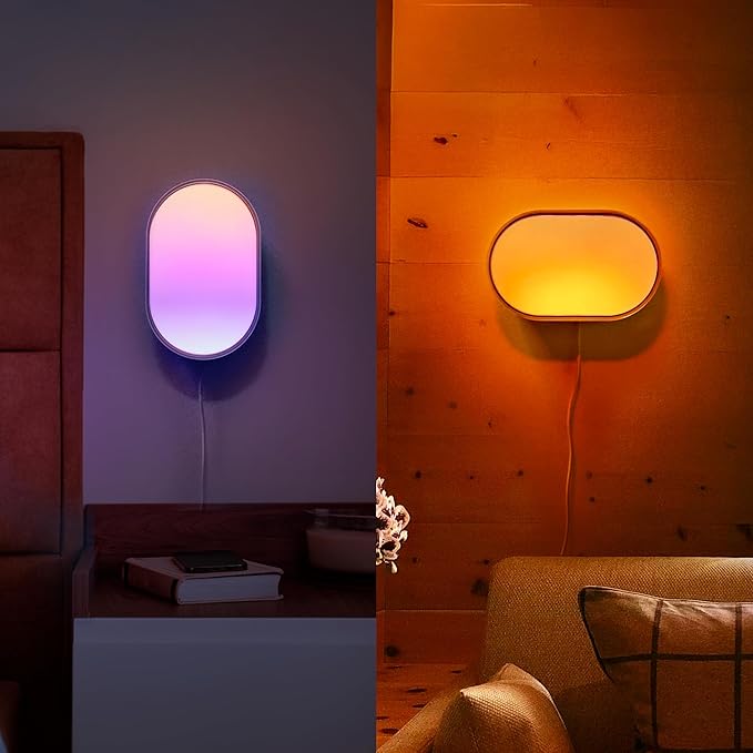 LIFX Luna Smart Lamp, 1000 LM Wi-Fi & Matter 1.3 Compatible, Alexa & Apple HomeKit Compatible, Plug-In Bedside Table Lamp & Wall-Mount, Color Changing Wall Wash, Sunrise/Sunset Effect, No Hub Required