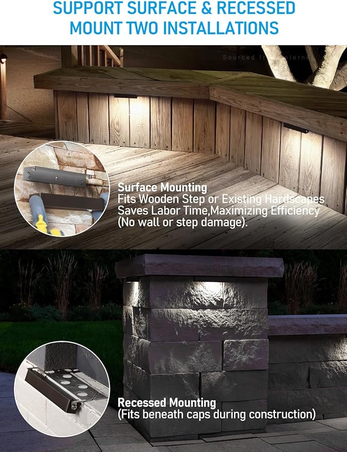 LEONLITE 8-Pack 7 Inch LED Hardscape Lighting, Update Retaining Wall Lights, LED Landscape Lighting, 12-24V AC/DC Paver Light Low Voltage, 3W/4W/5W Dimmable Outdoor Step Lights, 5000K Daylight, ETL