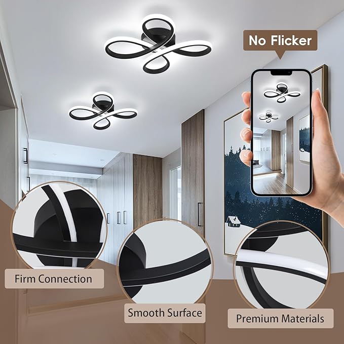 ADISUN Modern LED Ceiling Light, 6000K Semi Flush Mount Ceiling Light Fixture for Living Room, Bedroom, Corridor, Aisle, Hallway - Indoor Lamp, 2 Pack