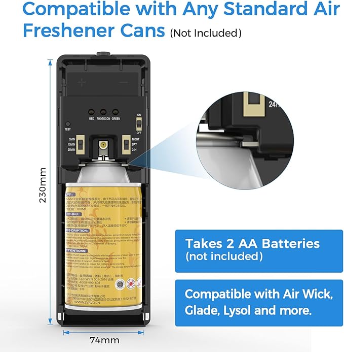 SVAVO Automatic Air Freshener Dispenser - Wall Mounted/Free Standing Auto Aerosol Spray Dispenser Programmable Fragrance Dispenser for Indoor-Bedroom, Hotel, Office, Commercial Place, Black