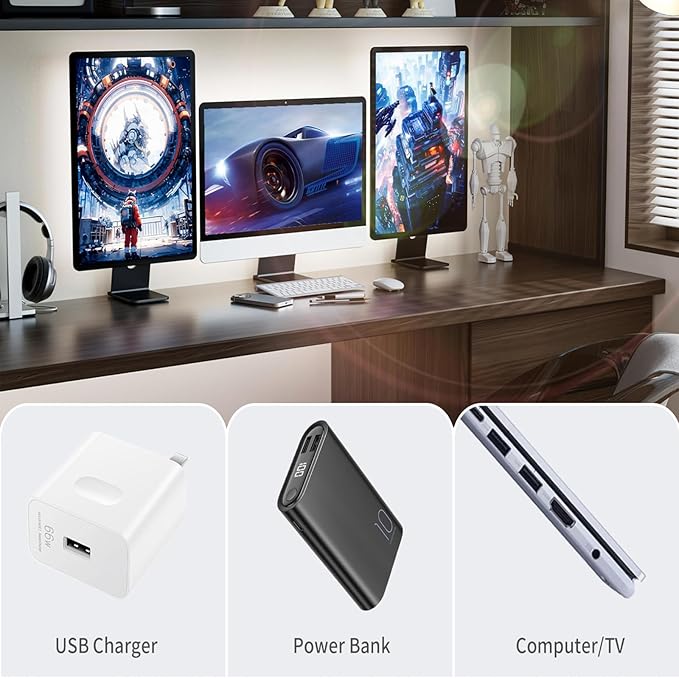 5V USB LED Strip Lights, 2Pack COB Light Strip White, TV Lights 3.28FT Short LED Strip Light, Flexible Bright 5V Led Strip for Under Cabinet, Kitchen, TV Backlight, Shelves, Displays