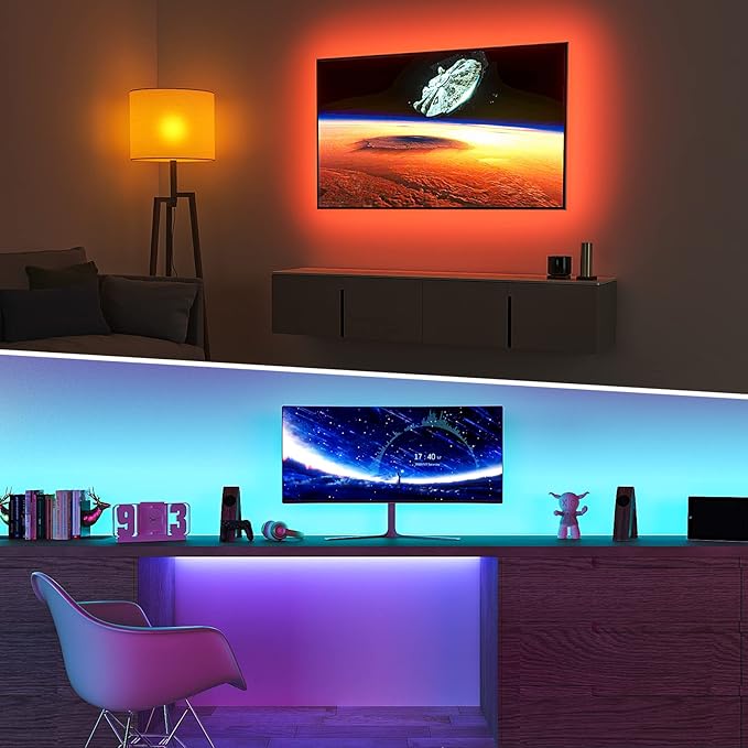 BASON LIGHTING TV LED Backlight，LED Light for TV with Remote Control, 4096 DIY Colors Led Strip Lights for 32-58 Inch TV, Gaming and Home Decor, Bluetooth App Control, Music Sync, USB Powered.