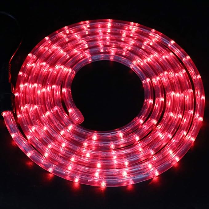 7/16" Rope Light Outdoor, 2-Wire Waterproof LED Rope Light Kit,110V-120V PVC 30 LED/M Tube Lights Strip for Background, Outdoor, Christmas, Home Decoration (23ft/7m, Red)