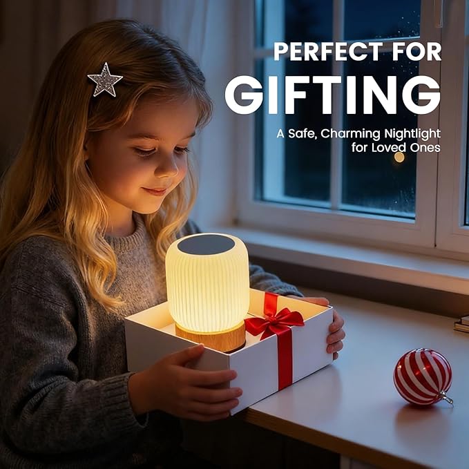 Night Light, Bedside Table Lamp with Touch & Remote Control, 13 RGB Colors 6-Level Dimmable, Rechargeable Cordless for Bedroom, Nursery, Gaming Room, Party