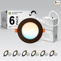 ASD 6 Pack LED Recessed Lighting 4 Inch 12W, 5 CCT 2700K-5000K CRI90+, IC Rated Ultra Thin Dimmable Ceiling Lights with J Box, Canless Wafer Downlight, Round Slim Panel Light, UL Listed, Bronze