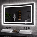 Amorho 48" X30" LED Bathroom Mirror, Brushed Nickel Framed Mirror with Front Light and Backlit, Stepless Dimmable, Anti-Fog, Shatter-Proof, Memory, 3 Colors Lighting