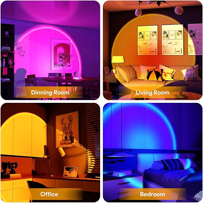 Sunset Lamp Projection Led Lights with Remote, Multicolor Night Light 360° Rotation Rainbow Lights 4 Modes Setting for Photography/Selfie/Party/Home/Living Room/Bedroom Decor, Gifts for Women