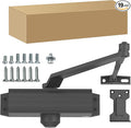 Automatic Door Closer Heavy Duty Spring Size 2 Hydraulic Aluminum Alloy UL 3-Hour Fire Rating Surface Mounted Home Commerical Door Closures Hold Open Adjust Speed Door Weights 88-144 Lbs