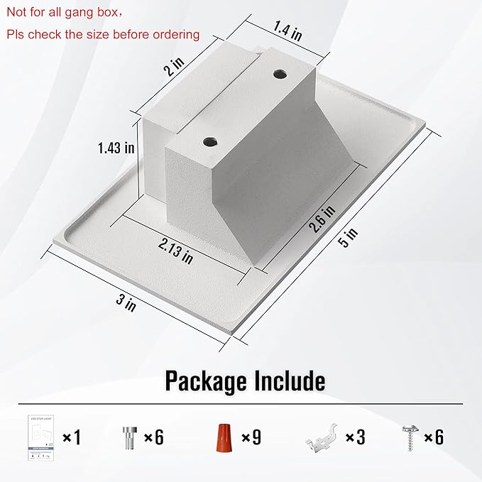 LED Outdoor Step Lights Indoor Stair 120V Dimmable, 4W 350LM 3000K Warm White, IP66 Waterproof for Steps, White Deck Horizontal, 3-Pack