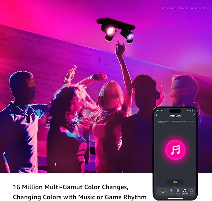LEONLITE Smart LED Track Lighting, WiFi RGB Ceiling Lighting Kit, 4 Head Black Track Light with Remote, APP Control, Compatible with Google Home/Alexa/Siri, 16 Million Colors, 2400-5000K Dimmable, 30W