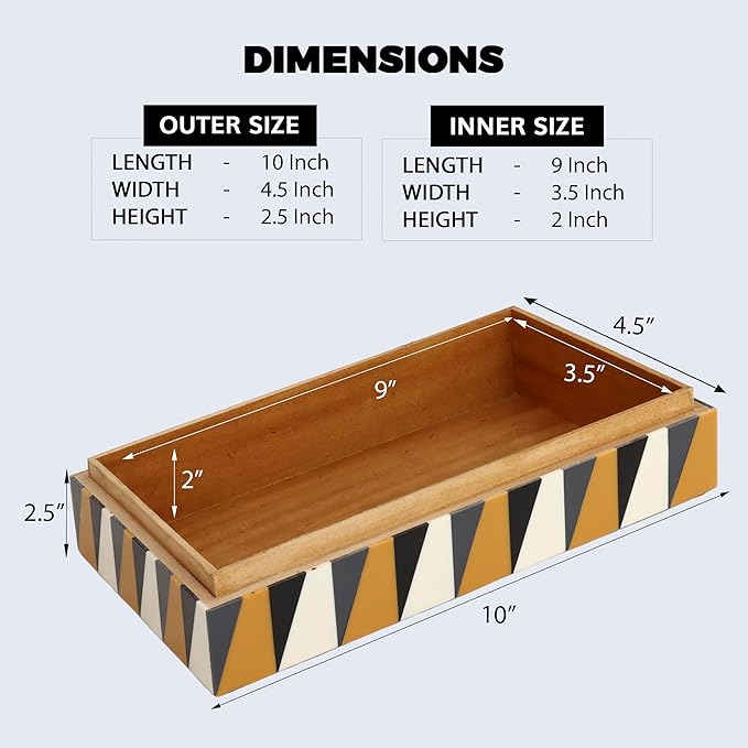 Handicrafts Home Decorative Storage Box with Lid, Box for Remote Controls, Coffee Table Storage Organizer, Keepsake Decorative Box for Living Room, Shelf & Hallway Decor, Puzzle Guild 10 x 4.5 x 2.5