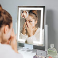 Kottova Vanity Mirror with Lights, 14" x 12" LED Makeup Mirror, Lighted Makeup Mirror with 10X Spot Mirror,Smart Touch 3 Colors Dimmable,360° Rotation, Plug in(White)