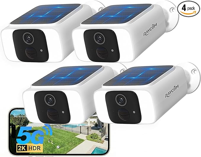 5G WiFi Security Cameras Wireless Outdoor 4Pack, Solar Outdoor Cameras for Home Security with AI Motion Detection & Siren,Color Night Vision, 2-Way Talk, IP66 Waterproof,Cloud/SD