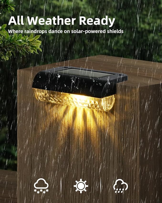 24 Pack Solar Step Lights Outdoor Stairs, Solar Deck Lights 3000K Warm White, Auto Dusk-to-Dawn, Weatherproof, Low Profile, Solar Lights Outdoor for Fence Deck Patio Backyard Balcony