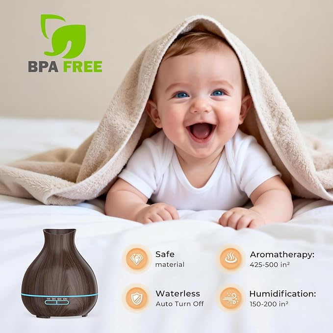 BZseed Aromatherapy Essential Oil Diffusers,2 PCS 550ml High Mist Output Humidifiers for Large Room, Home, Waterless Auto-Off, 7 Color LED Lights Cool Mist Humidifier Ultrasonic Diffusers