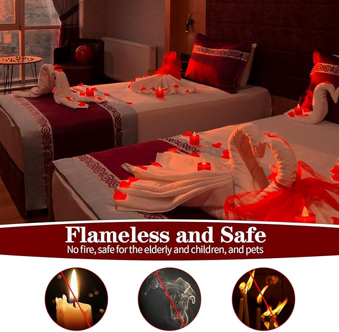 KOABY 25 Pack Flameless Votive Candles, Last 8H+, Red Light, No Timer No Flickering