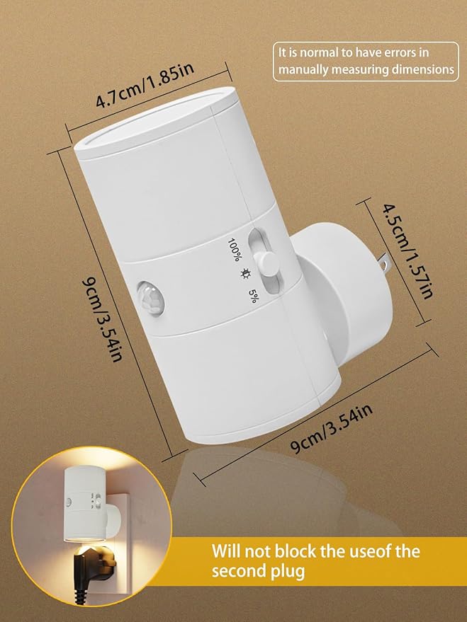 LED Night Lights Plug into Wall with Motion Sensor & Dusk to Dawn Sensor,3000K Warm White, Modern Plug in Nightlight for Bathroom, Hallway, Stairs (White)