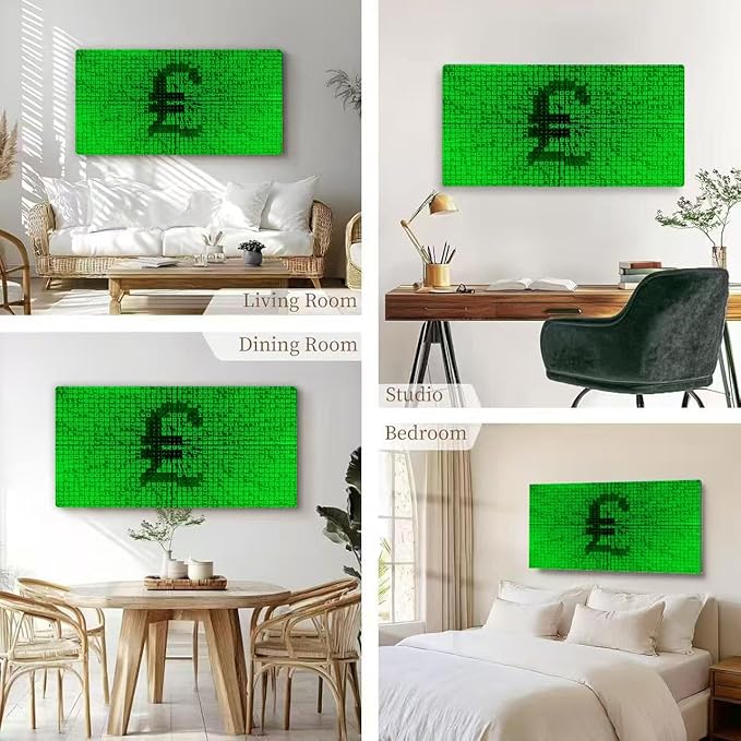 Wibinuki Wall Art Wall Decor Wall Paintings Pound Symbol on Binary for Living Room Bedroom Bathroom Home Decor Can Be Hung Directly 20"x 40"