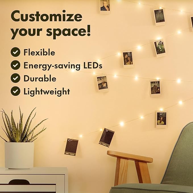 Twinkle Star 33ft LED Fairy Lights - Warm White, Battery Operated, 2 Pack