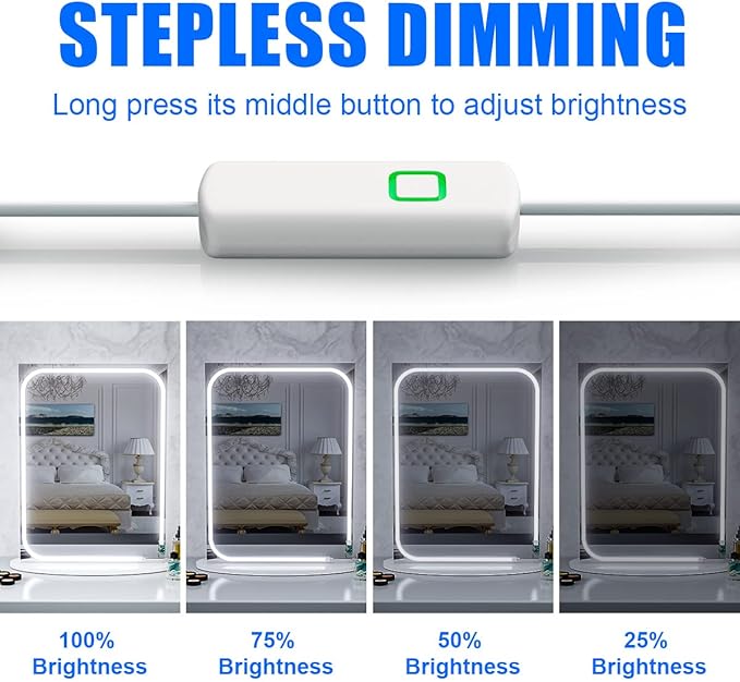 MY BEAUTY LIGHT LED Vanity Lights Strip for Mirror, 6000K Bright Daylight White Vanity Mirror Lights, 6.56FT Dimmable Makeup Light, ELT Approval 24V Stick on Lights for Mirror