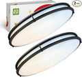 ASD LED 32" Oval Flush Mount Lighting, Close to Ceiling Light Fixture | 5CCT, Dimmable, ETL Listed | 50W 4195LM 2700-5000K 120V | Low Profile Double Ring Lamp | Black, 2 Pack