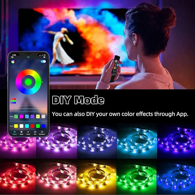 6 PCS RGB Under Cabinet Lighting Kit, App and Remote Control Led Strip Lights, Music Sync Color Changing Led Lights with ETL Listed Power Adapter, for Cabinet, Counter, Shelf, Bookcase, 9.8ft
