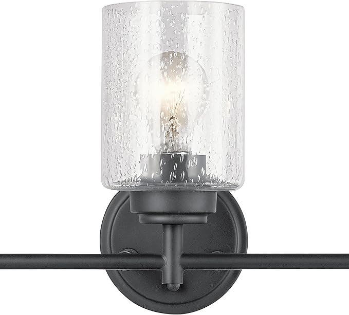 Kichler Winslow 21.5” Vanity Light in Black with Clear Seeded Glass, 3-Light Modern Bathroom Lighting Fixture, 45886BK