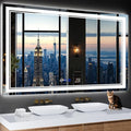 60"x36" LED Bathroom Mirror with Anti-Fog, Stepless Dimmable Lights, 3 Color Modes, Shatter-Proof Tempered Glass,Waterproof Design