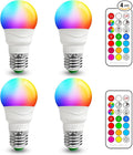 ILC RGB LED Color Changing Light Bulb, 40W Equivalent, 450LM, 2700K Warm White 5W E26 Screw Base RGBW, Flood Light Bulb- 12 Color Choices - Timing Infrared Remote Control (4 Pack)