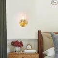 Brushed Gold Wall Sconce, Gold Vanity Light Modernbathroom Light fixtures with Clear Glass Shade Entrance Lamp Hallway Living Room Mount Bathroom Fixtures for Mirror (2PACK)