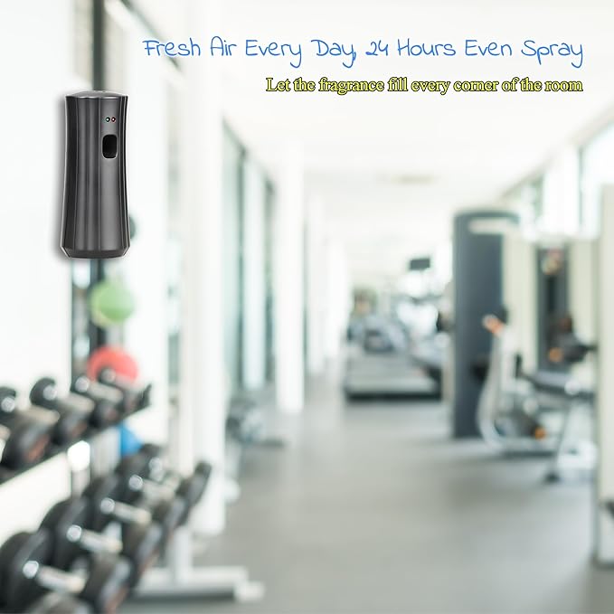 Automatic Fragrance Dispenser (2-Pack) Wall-mounted Aerosol Spray Air Freshener for Hotels, Home, Indoor, Offices, Schools, Restaurants, Commercial Place (Black, 008-BY)