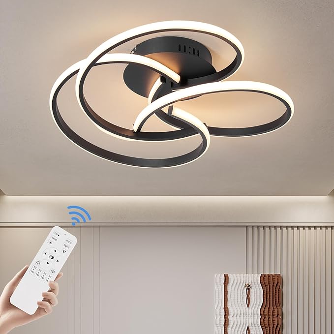 CANEOE Modern Led Ceiling Light, 42W Dimmable Close to Ceiling Light Fixture with Remote Control, Flush Mount Led Ceiling Lamp for Bedroom Living Dining Room Kitchen