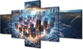 Artificial Intelligence Concept Canvas Wall Art for Bedroom City Smart Brain Wall Art for Living Room Human Brain Energy Wall Art Decor Modern Artwork for Home Framed Ready to Hang (50"Wx24"H)