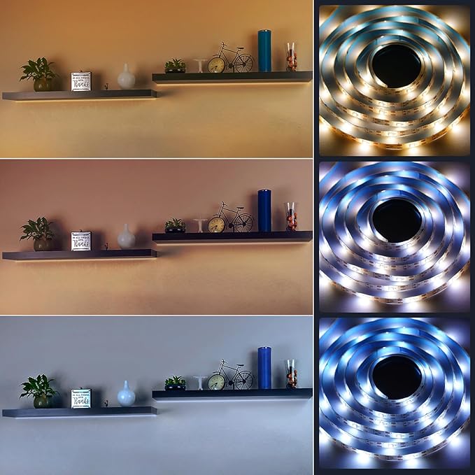 Under Cabinet Lights Wireless Battery Powered, Led Strip Lights with Remote, 20 inch Shelf Closet Lights Dimmable, 3 Color &12 Modes Cabinet Lighting for Shelves Drawer Wardrobe Hallway