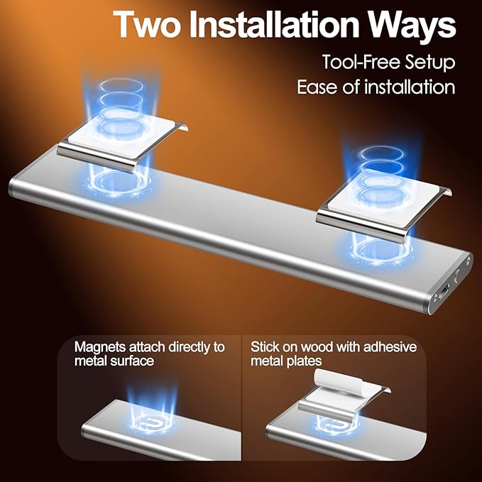 Quntis LED Under Cabinet Lighting Rechargeable, Wireless Motion Sensor Light Indoor, 2 Pack 12" 3000-6000K Dimmable Closet Lights Battery Operated, Magnetic/Stick on Under Counter Lights for Kitchen