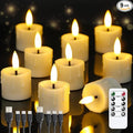 Rechargeable Flameless 1.6" x2.5" Tea Light Candles with Remote & Type-C Charging Cable, Timer LED Flickering Ivory Plastic 9pcs Mini Dripping Wax Votive Tealight