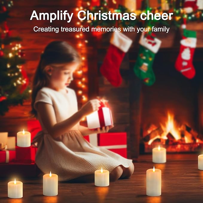 Flickering Flameless Candles with 3D Moving Flame, Real Wax Battery Operated Candles with Timer and Remote, Last 600+ Hours, D3×H3 4" 5" LED Fake Candles for Home Wedding Decor, 3 Pack
