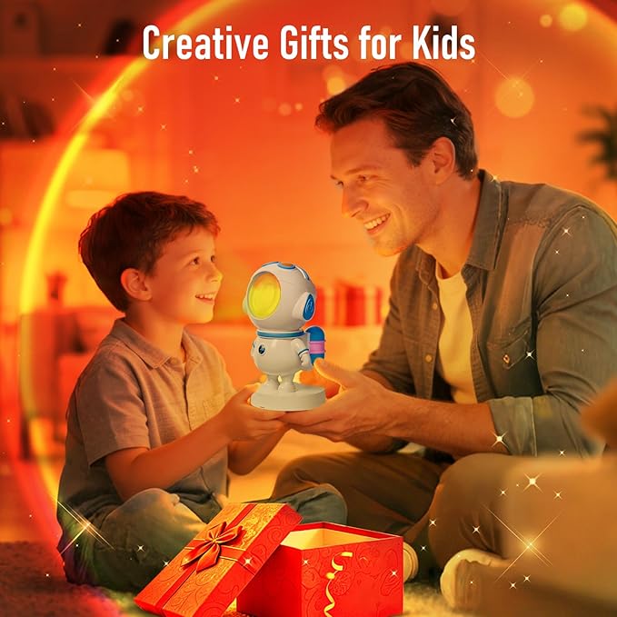 Astronaut Sunset Lamp Projector,720° Rotation Magnetic Head LED Night Light,Endless Colors Aesthetic Mood Lighting for Room Decor,Sunset Light for Tiktok,Party,Photography,Space Gifts for Kids/Adults