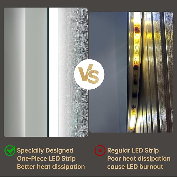 LOVESPEJO 24"x36" Backlit Mirror Bathroom, LED Bathroom Mirror with Motion Sensor, Fogless, Dimmable, 3 Color Changing, Shatterproof, Horizontal/Vertical