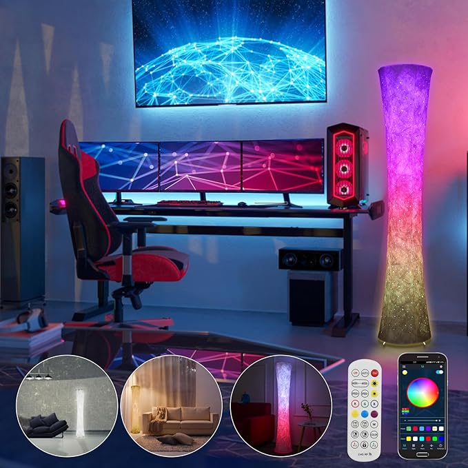 Smart LED Floor Lamp,RGB Color Changing 63" Standing Lamp with Music Sync, Ambient Lighting,APP & Remote & Voice Control, Modern Corner Light for Living Room, Bedroom,Game Room
