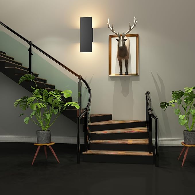 Tipace Hardwired Black Wall Sconces,3000K Modern Wall Lights Led Indoor Wall Wall Mount Light for Bedroom,Living Room, Hallway,GU10 Bulbs Included,2 Pack