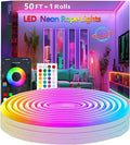 50FT Neon Rope Lights,Flexible Led Rope Light Control with App/Remote,Multiple Modes,Music Sync,IP65 Outdoor RGB Led Strip Lights Waterproof